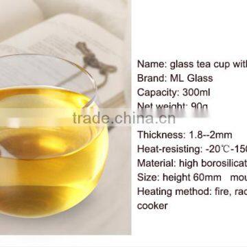 Clear glass heat resisting glass tea cup small glass cup with handle