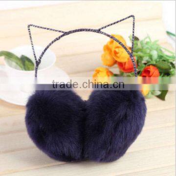 Knit Solid Color Plush Lining Bright Color Earmuffs photo-4