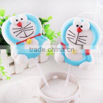 Cartoon Cat Shape lollipop soft Marshmallow Cotton Candy