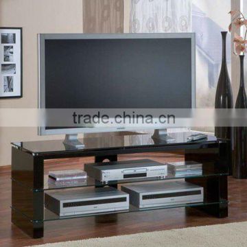 Black high gloss and tempered glass tv stand