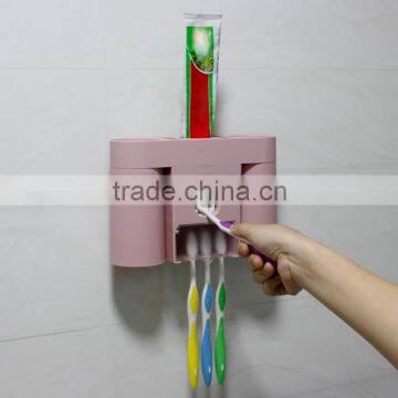 Dustproof Toothbrush Holder Hands Free Toothpaste Squeezer Dispenser With 2 Ringing Mugs photo-3