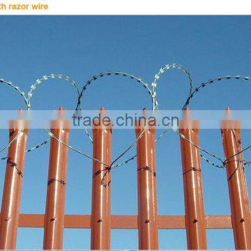 hot dipped galvanized then powder coated security steel palisade fencing for sale