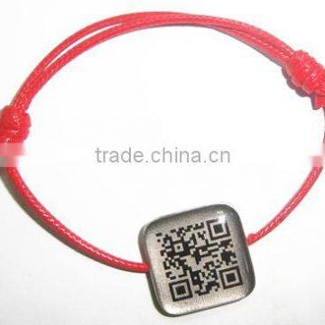 Square Alloy QR Code Bracelet with PU String