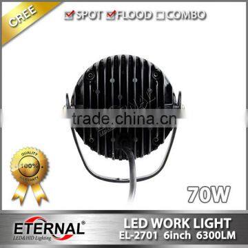 70W Round Led Work Light Construction Equipment Heavy Duty Mining Truck Trailer Led Work Lamp