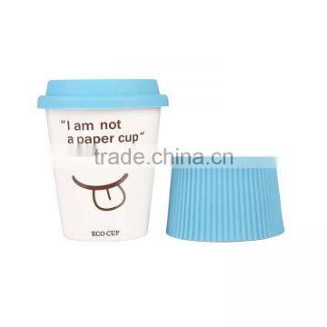 I am not a paper cup Ceramic Funny Travel Mug With Silicone Lid & Sleeve