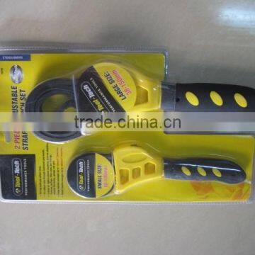 2 pieces adjustable rubber strap spanner wrench set