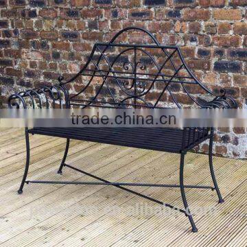 Ornate Steel Garden Bench Swirly Black Design