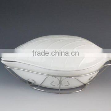 Leaf Shape White Porcelain Casserole With Iron Rack photo-3