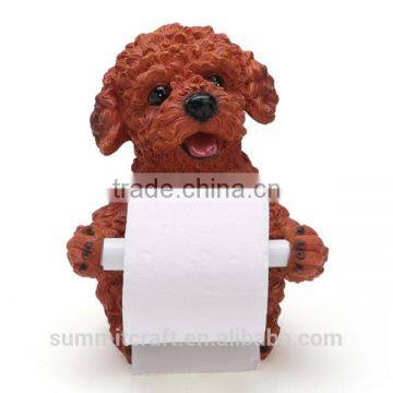 Artificial Cute Poodle Resin Animal Standing Toilet Paper Holder photo-5