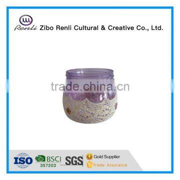 Set of 4 Purple Elegant Wholesale Glass Jars for Candle With Decoration photo-4