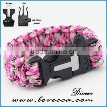 2016 Custom With Flint Fire Starter Survival Paracord Bracelet With Logo photo-4
