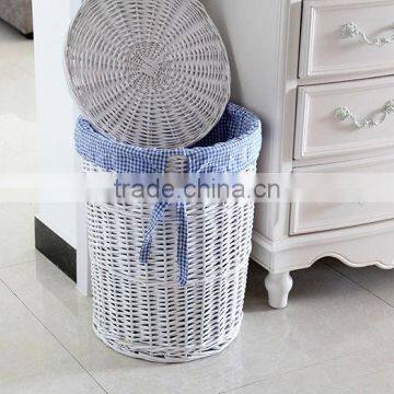 White Wicker Laundry Basket Cabinet photo-3