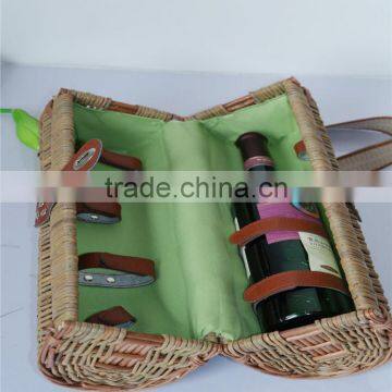 2016 New Product Pure Handmade Wholesale Wicker Willow Wine Basket for Picnic photo-6