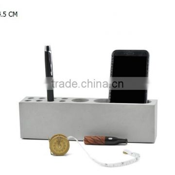 Simple rectangular Cement Office stationery pen holder