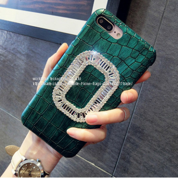 Imitation PU Leather hard cell phone cover case shell Diamond mobile Phone Cases for iPhone7/7Plus/6/6s/6plus/6splus