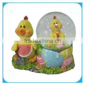 Easter chicken snow globe ornament