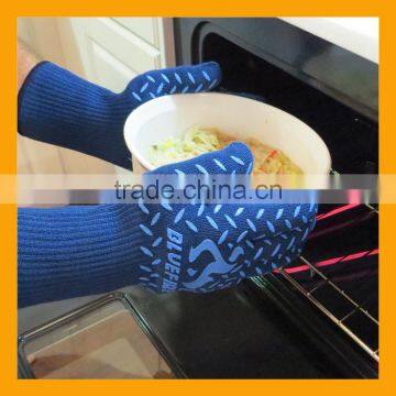 Certified 932F Silicone Heat Resistant Grilling BBQ Gloves for Cooking Baking Barbecue Potholder photo-2