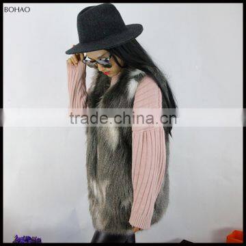 Artificial Fur Gilet Open Front Womens Light Brown Faux Fur Vest photo-3