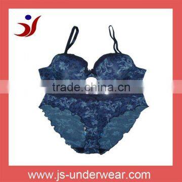 new design beautiful printed mature bra set