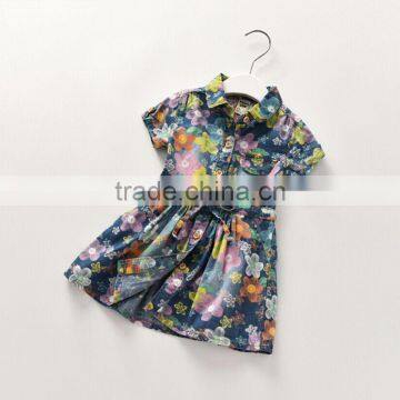 Wash Printing Flower Denim Dresses of the Girls