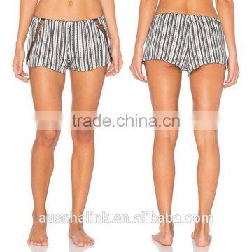 Summer High Quality Railroad Stripe Women's Sleep Sexy Shorts Low Price photo-5