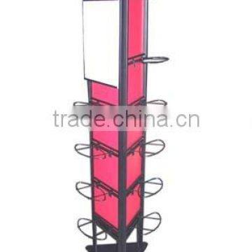 Triangle rotating tower for spot displays in store shoe rack