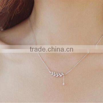 2017 New Style Micro Leaf Shape Plain 925 Sterling Silver Pendant Necklaces photo-3