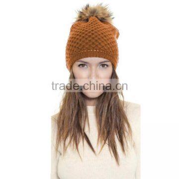 HAODUOYI Winter Knit Fur Ball Decorated Hat Warm Caps for Wholesale photo-6