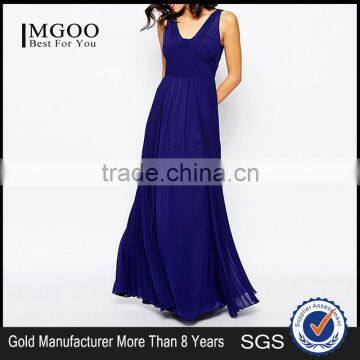 MGOO Hot Selling OEM/ODM Custom Logo Blue Maxi Dress Elegant Evening Vestidos Women Chiffon Clothing #25206029