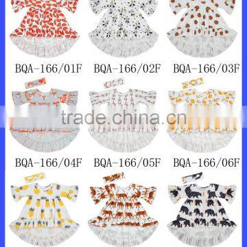 Wholesale Cheap& Beautiful New Model Short Sleeve Ruffle Formal Patterns Baby Clothing With Headbands Dress