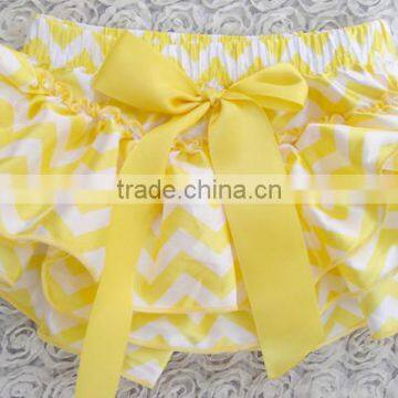 children's girls panty ruffled baby satin bloomers yellow chevron printed bloomers infant nappy cover baby diaper cover