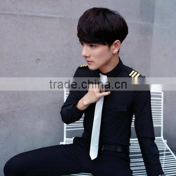 Man Air Line Pilot Uniform Shirt White and Black Pilot Shirt Long Sleeve Pilot Shirts photo-4