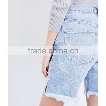 2017 Hot Sale OEM Fashion Style High-rise Cotton Boyfriend Blue Denim Jeans Shorts photo-6
