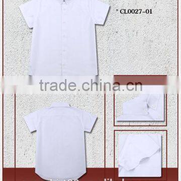 cotton polyester blend short sleeve button up white school shirt kids shirts