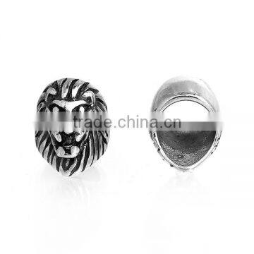 304 Stainless Steel Spacer Beads Lion Animal Antique Silver