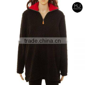 Factory Woman Plain Sherpa Pullover Sweater Wholesale Clothing photo-2