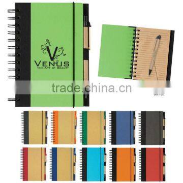 Spiral winding elastic meeting journal notebook with line 70grams 70sheets 30*21cm with kraft paper pen