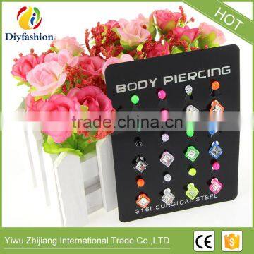Fluorescence Surgical Trendy Stainless Steel Square Shape Belly Button Ring Sexy Body Piercing Jewelry