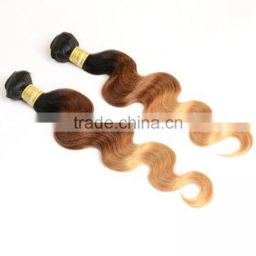 Blonde Indian Human Hair Weaves Wavy 1B/4/27# Body Wave Indian Ombre Hair Extension photo-3