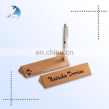 Handmade Decorative Triangular Prism Shape Wooden Pen Holder in Office