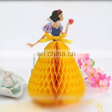 New Design Snow White Honeycomb Princess Dress 3D Greeting Card