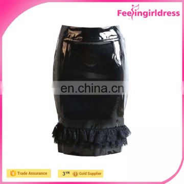 Dropshipping Latest New Zipper Back Black Skirt Inflatable Pvc Dress