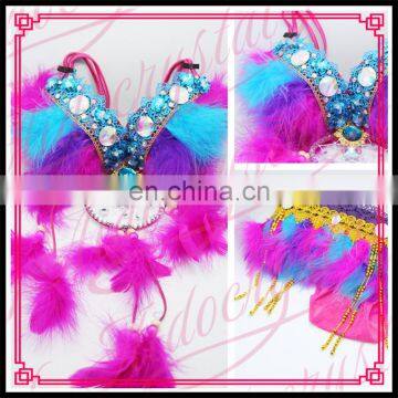 Aidocrystal Handmade girls night club sexy colorful feather dreamcatcher bra and underwear stage performance for women