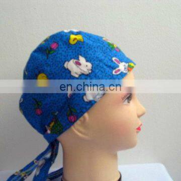 Cute girls' customized blue cotton pirate hat print bandana cap promotional scarf hat for children and adults