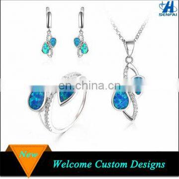 Fashion Jewelry Sets 2016 Silver Tone Plated Nature Stone Necklace Jewelry Set