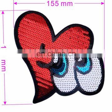 Children Clothes Clothing Embroidered Patch Heart Eyes Sequined Patches Badge Brand Name sticker Cartoon Motif Applique