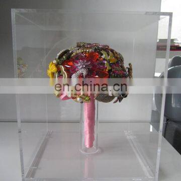 Acrylic plastic wedding flower bouquet boxes,bouquet holder case