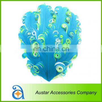 3 Tones TOURQUOISE/LIME/WHITE Curly Goose Feather pads,Nagoire feather pads for Baby DIY Headband