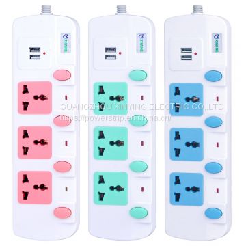 Hot Sale USB power strip.Adapters, Outlet Strip with 4 Sockets + 2 USB