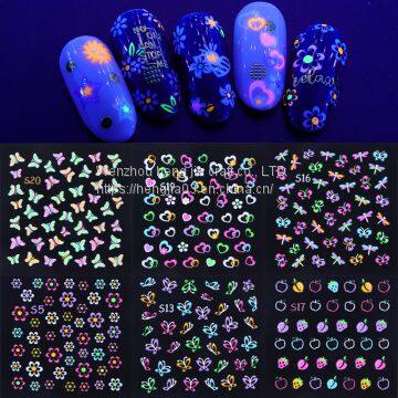 New Glow In The Dark Butterfly Petals Set Stylish Party Nail Applique Charm With Durable Light Fluorescent Nail Sticker photo-5